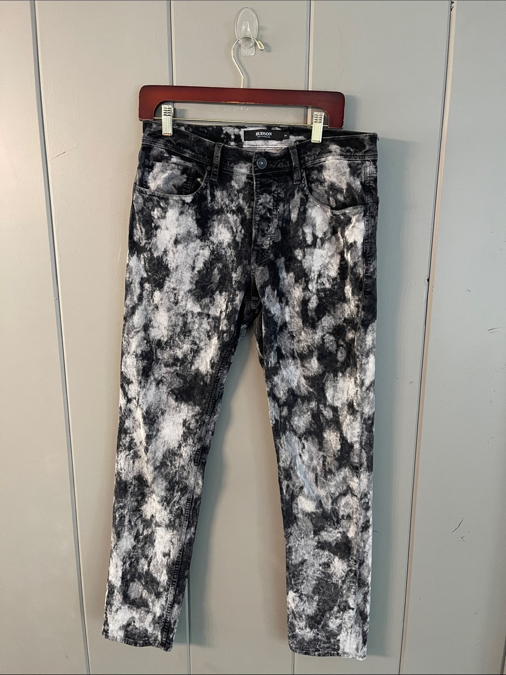 Hudson Corduroy Jeans Black Gray Tie Dye Men’s 31 Grunge Skater Punk Festival